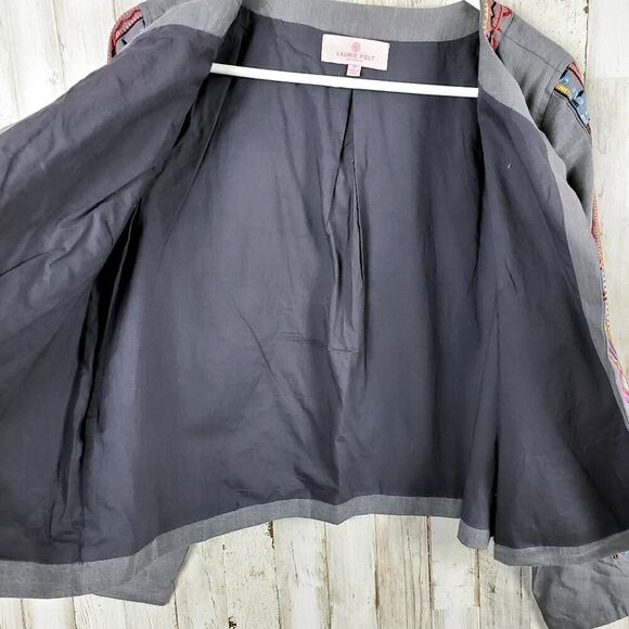 Laurie Felt Embroidered Bead Jacket Gray Size Medium - Picture 5 of 12